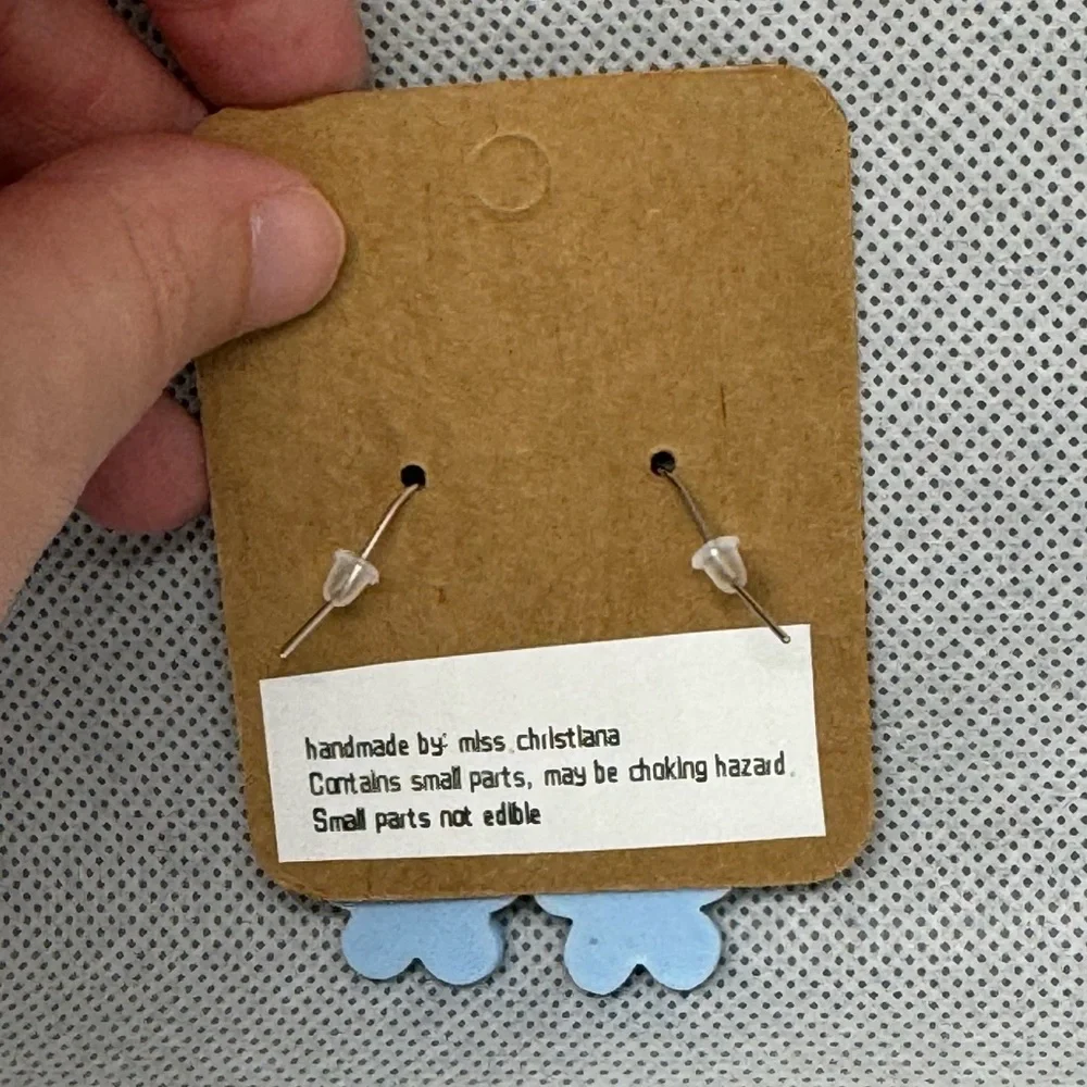 Handmade Blue and Yellow Flower Earrings